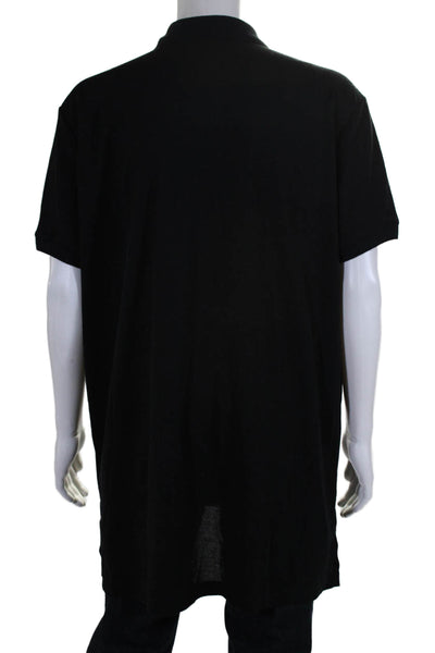 Ronny Kobo Mens Short Sleeves Crew Neck Button Closure Polo Shirt Black Size Med