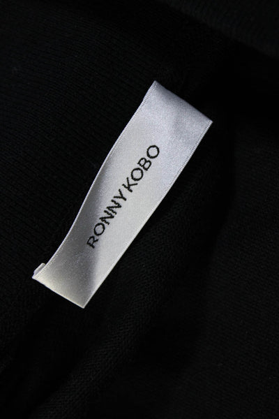 Ronny Kobo Mens Short Sleeves Crew Neck Button Closure Polo Shirt Black Size Med