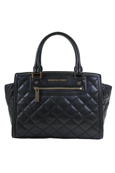 Michael Michael Kors Womens Leather Quilted Top Handle Crossbody Black Size M