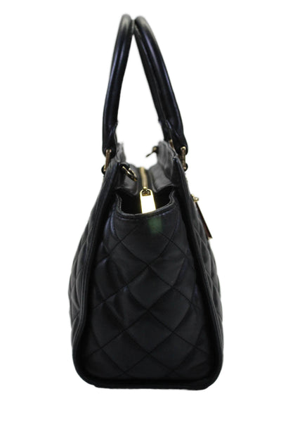 Michael Michael Kors Womens Leather Quilted Top Handle Crossbody Black Size M