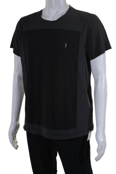 Allsaints Mens Lobke Short Sleeves Crew Neck Tee Shirt Gray Black Size Large