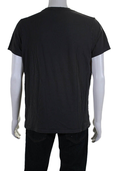 Allsaints Mens Lobke Short Sleeves Crew Neck Tee Shirt Gray Black Size Large