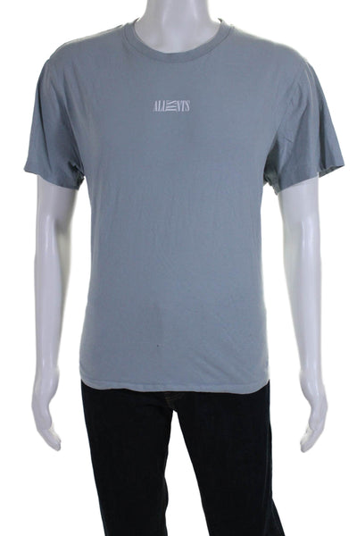 Allsaints Mens Opposition Short Sleeves Crew Neck Tee Shirt Blue Cotton Size Lar