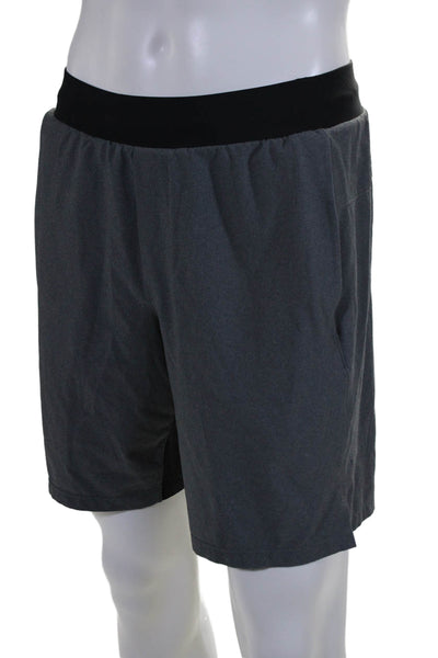 Lululemon Mens High Rise Pull on Athletic Shorts Gray Black Size Medium