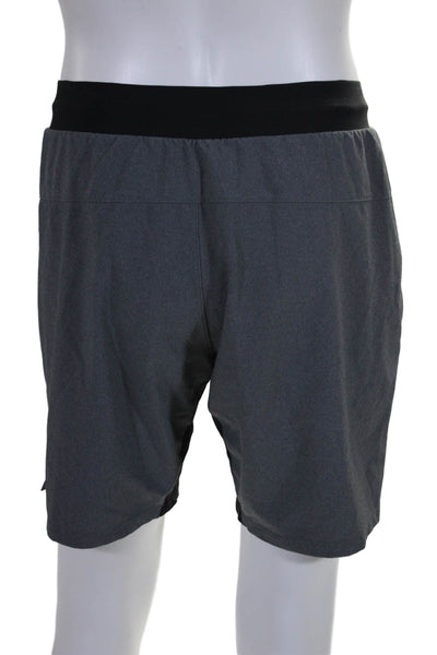 Lululemon Mens High Rise Pull on Athletic Shorts Gray Black Size Medium