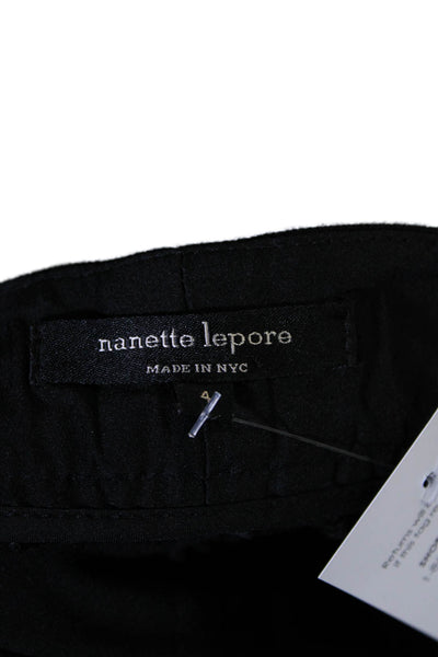 Nanette Lepore Womens Mid-Rise Button Up Wide Leg Pants Trousers Black Size 4