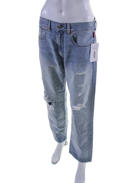 Denimist Womens Cotton Distressed High-Rise Straight Leg Jeans Blue Size 26