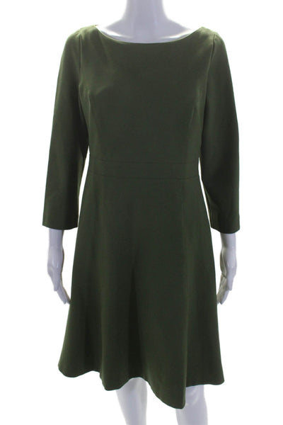 J Crew Womens Pleated Lined Long Sleeve Zip Short Dress Army Green Size 10