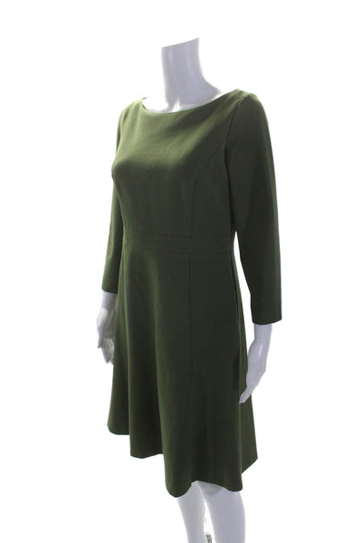 J Crew Womens Pleated Lined Long Sleeve Zip Short Dress Army Green Size 10