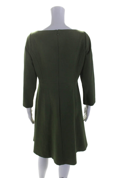 J Crew Womens Pleated Lined Long Sleeve Zip Short Dress Army Green Size 10