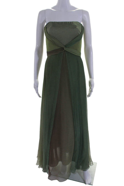 Donald Deal Womens Textured Sweetheart Neckline Criss Cross Flowy Gown Green Siz