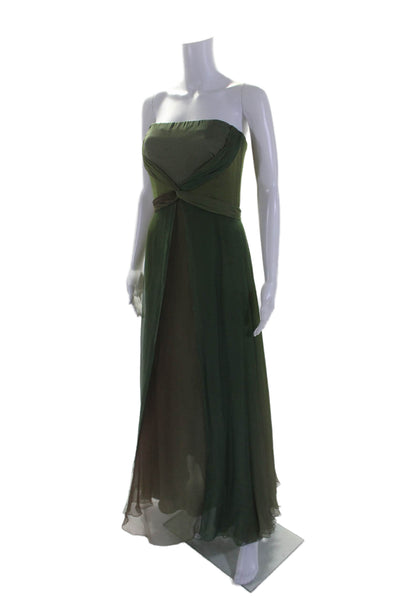 Donald Deal Womens Textured Sweetheart Neckline Criss Cross Flowy Gown Green Siz