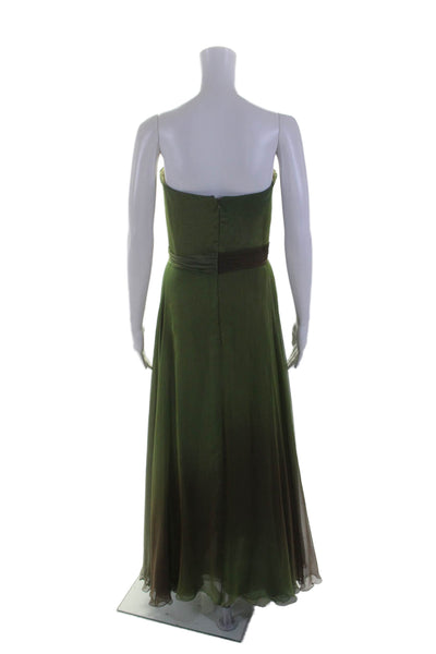 Donald Deal Womens Textured Sweetheart Neckline Criss Cross Flowy Gown Green Siz