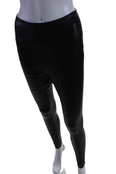 Commando Womens Black Vegan Leather Pull On Skinny Leg Pants Size M