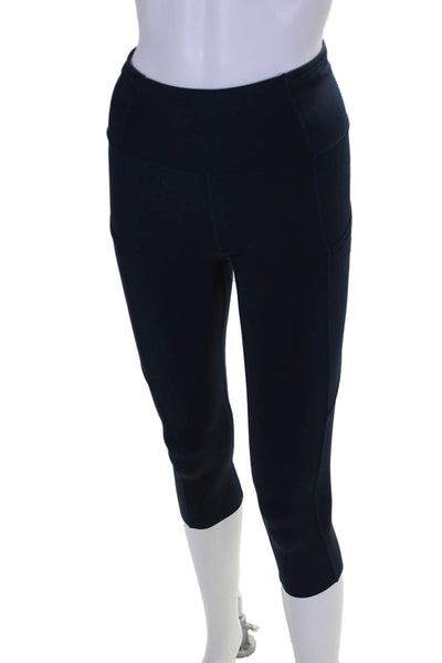 Lululemon Womens Pull On High Rise Cropped Athletic Leggings Navy Blue Size 4