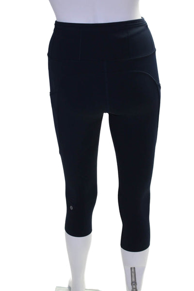 Lululemon Womens Pull On High Rise Cropped Athletic Leggings Navy Blue Size 4