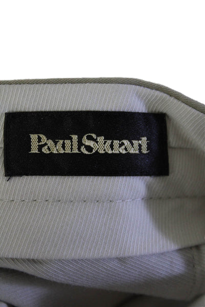 Paul Stuart Mens Button Zip Pleated Lined Casual Pants Khaki Size EUR 56