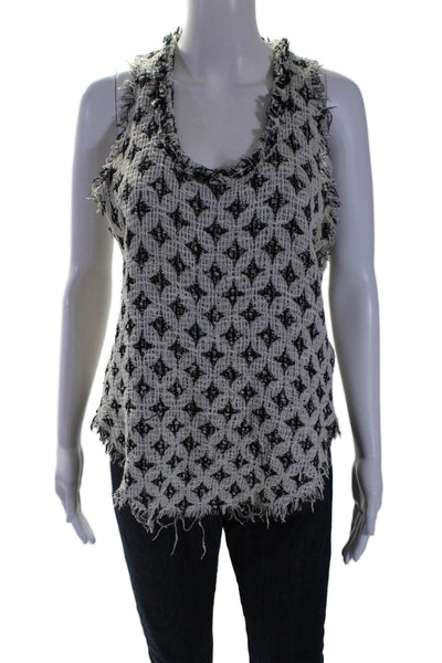 IRO Womens Textured Heavily Frayed Knit Sleeveless Slanted Top Black Size EUR 38