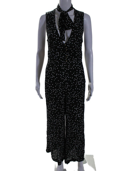 Zimmermann Womens Sleeveless Button Tie Front Polka Dotted Jumpsuit Black Size M