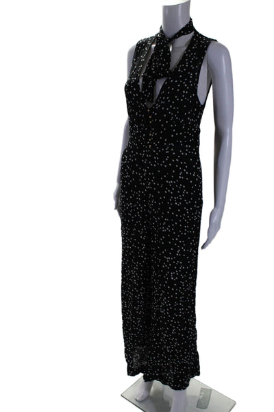 Zimmermann Womens Sleeveless Button Tie Front Polka Dotted Jumpsuit Black Size M