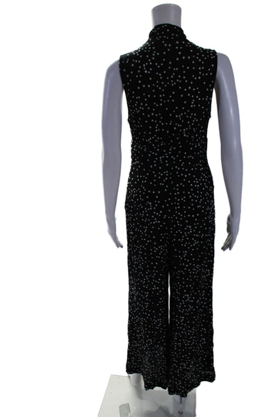 Zimmermann Womens Sleeveless Button Tie Front Polka Dotted Jumpsuit Black Size M