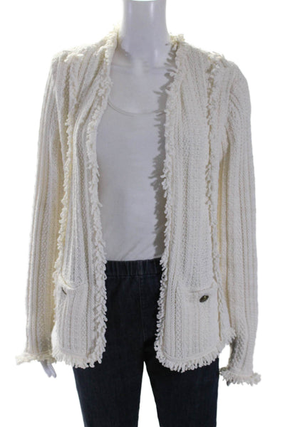 Intermix Womens Cotton Long Sleeved Knitted Button Detailed Sweater White Size 6