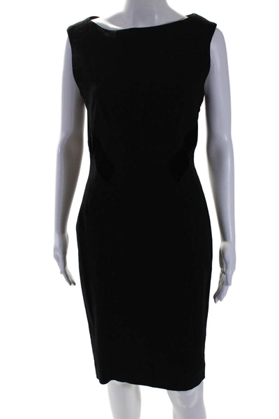 Zac Posen Womens Soft Textured Patchwork Sleeveless Zipped Dress Black Size 8