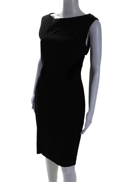 Zac Posen Womens Soft Textured Patchwork Sleeveless Zipped Dress Black Size 8