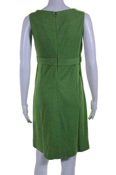 Lilly Pulitzer Womens Scallop Trim Sleeveless Belted Dress Green Wool Size 4
