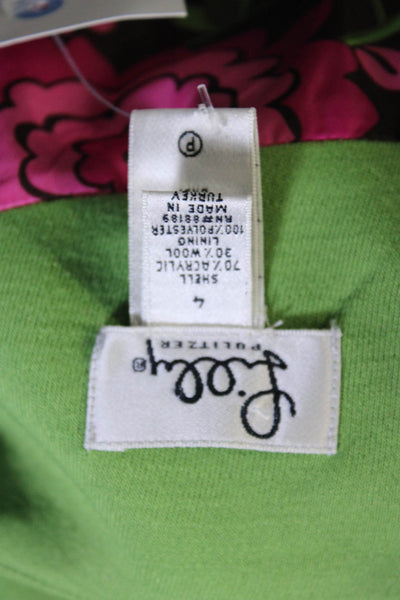 Lilly Pulitzer Womens Scallop Trim Sleeveless Belted Dress Green Wool Size 4