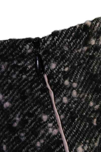 Luciano Barbera Womens Tweed Knit A Line Skirt Black Pink Wool Size EUR 42