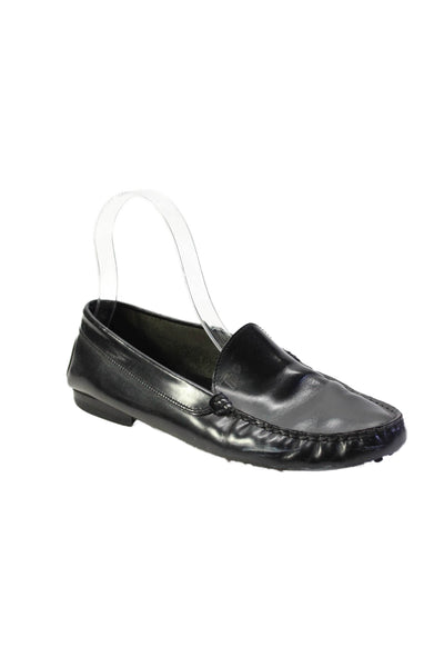 JP Tods Womens Leather Slip On Flat Loafer Flats Black Size 8