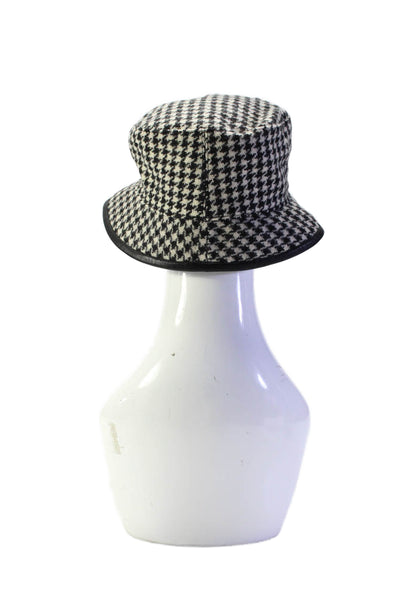 Coach Womens Houndstooth Printed Bucket Hat White Black Wool Size M/L