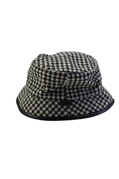 Coach Womens Houndstooth Printed Bucket Hat White Black Wool Size M/L