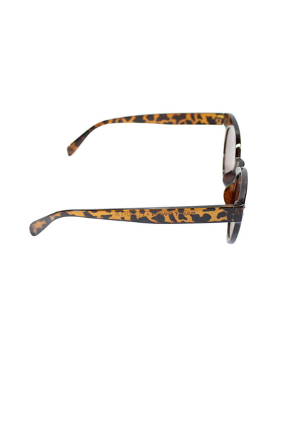 Saint Owen X Curateur Womens Animal Print Cat Eye Sunglasses Brown Black