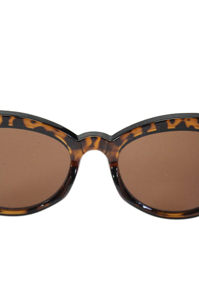 Saint Owen X Curateur Womens Animal Print Cat Eye Sunglasses Brown Black