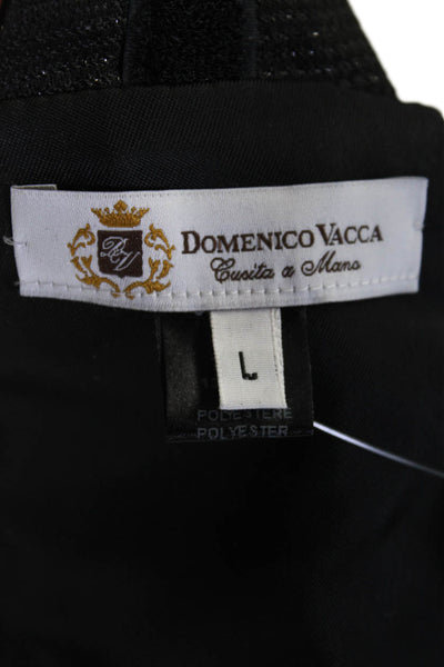 Domenico Vacca Mens Silk Blend Pleated Silver Tone Cummerbund Black Size Large