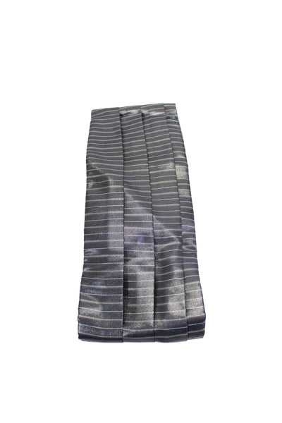 Domenico Vacca Mens Silk Blend Pleated Silver Tone Cummerbund Black Size Large