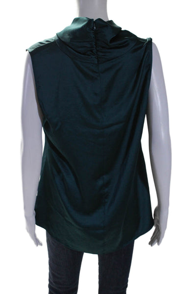 Nordstrom Womens Back Zip Sleeveless Satin Tube Neck Top Blue Size Medium