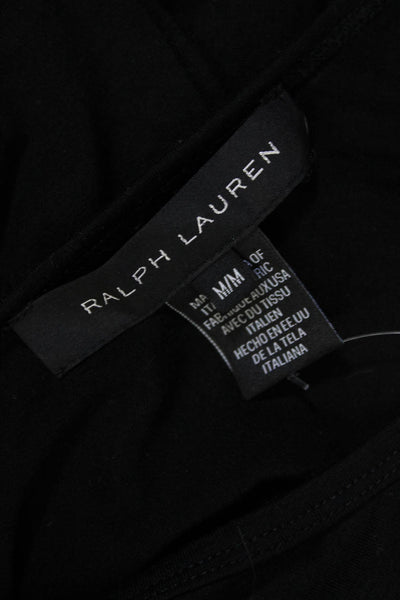 Ralph Lauren Black Label Womens Ruched Short Sleeves Tee Shirt Black Size Medium