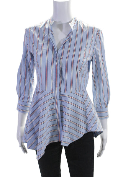 Le Sarte Pettegole Womens 3/4 Sleeve V Neck Striped Shirt Blue White Red IT 40