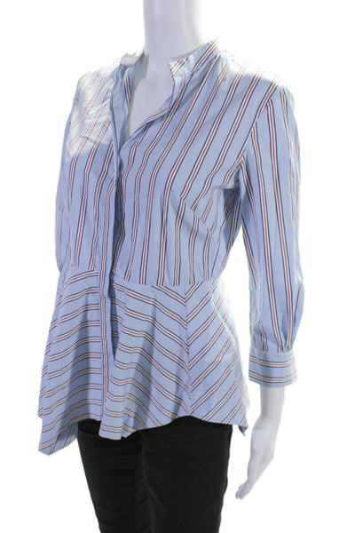 Le Sarte Pettegole Womens 3/4 Sleeve V Neck Striped Shirt Blue White Red IT 40