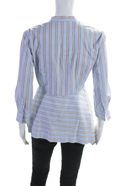 Le Sarte Pettegole Womens 3/4 Sleeve V Neck Striped Shirt Blue White Red IT 40