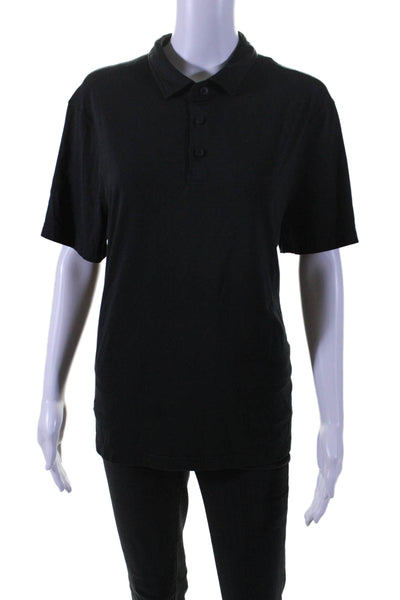 Lululemon Womens Black Collar Short Sleeve Polo Shirt Size L