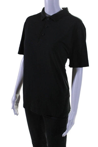 Lululemon Womens Black Collar Short Sleeve Polo Shirt Size L