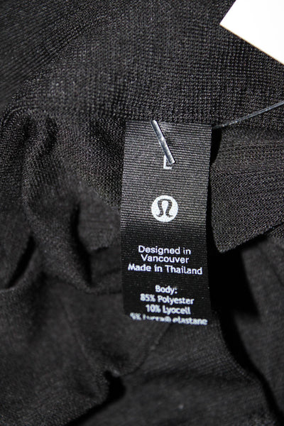 Lululemon Womens Black Collar Short Sleeve Polo Shirt Size L