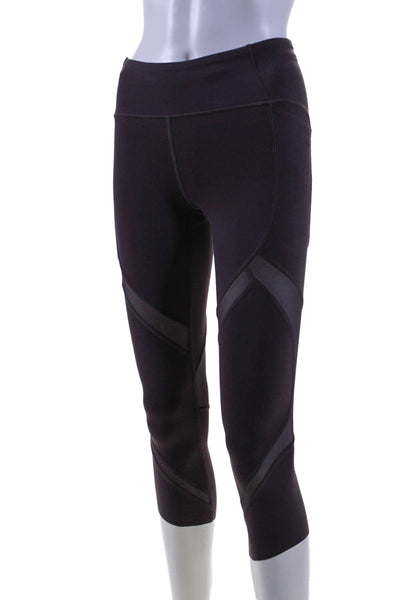 Lululemon Womens Purple Mesh Trim Pull On Crop Pants Leggings Size 4