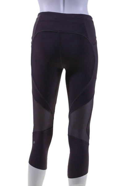Lululemon Womens Purple Mesh Trim Pull On Crop Pants Leggings Size 4