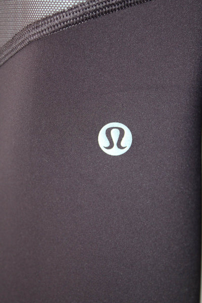 Lululemon Womens Purple Mesh Trim Pull On Crop Pants Leggings Size 4