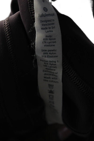 Lululemon Womens Purple Mesh Trim Pull On Crop Pants Leggings Size 4